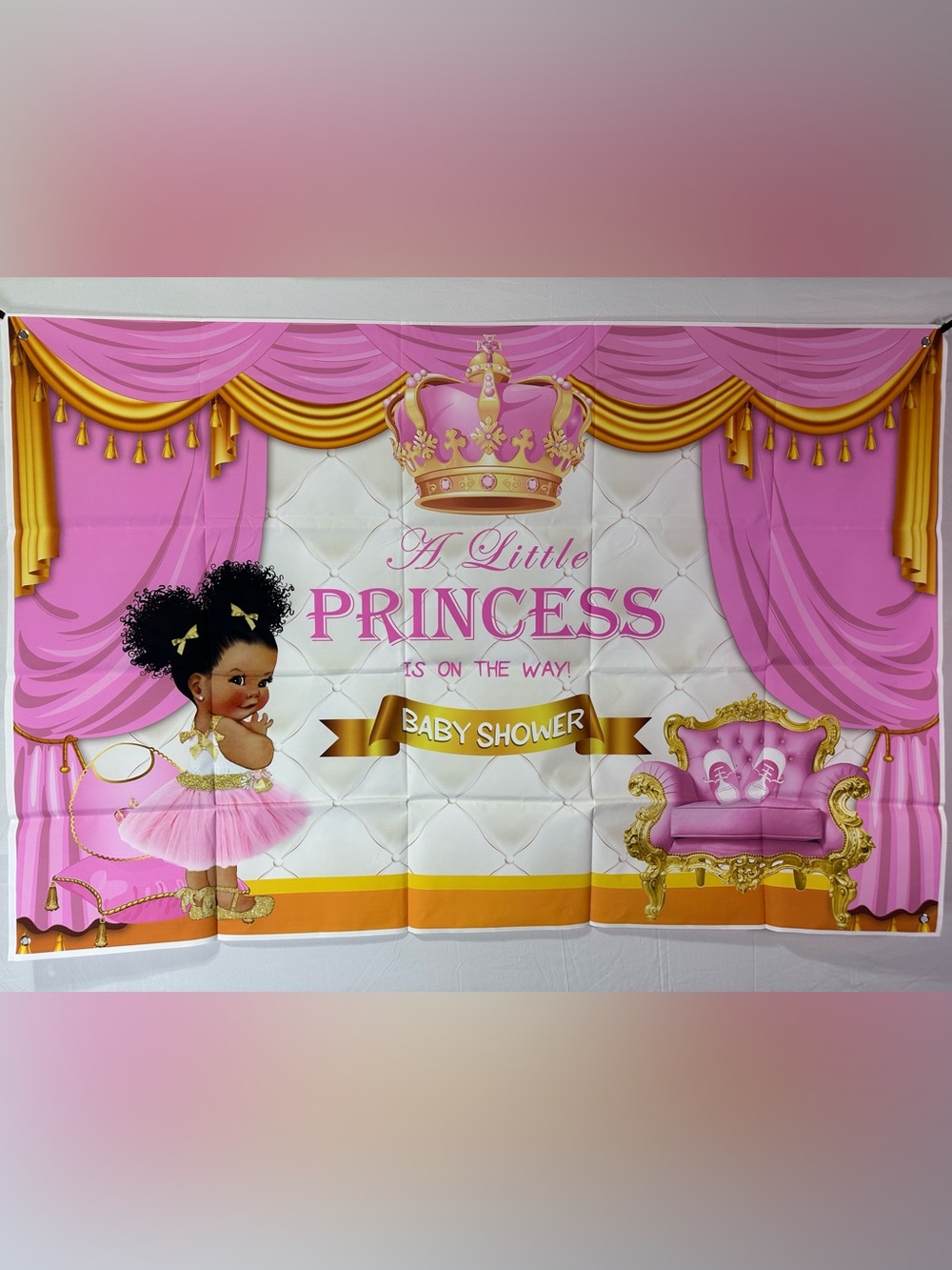 Baby Shower Princess Theme Backdrop Banner 5x3Ft.